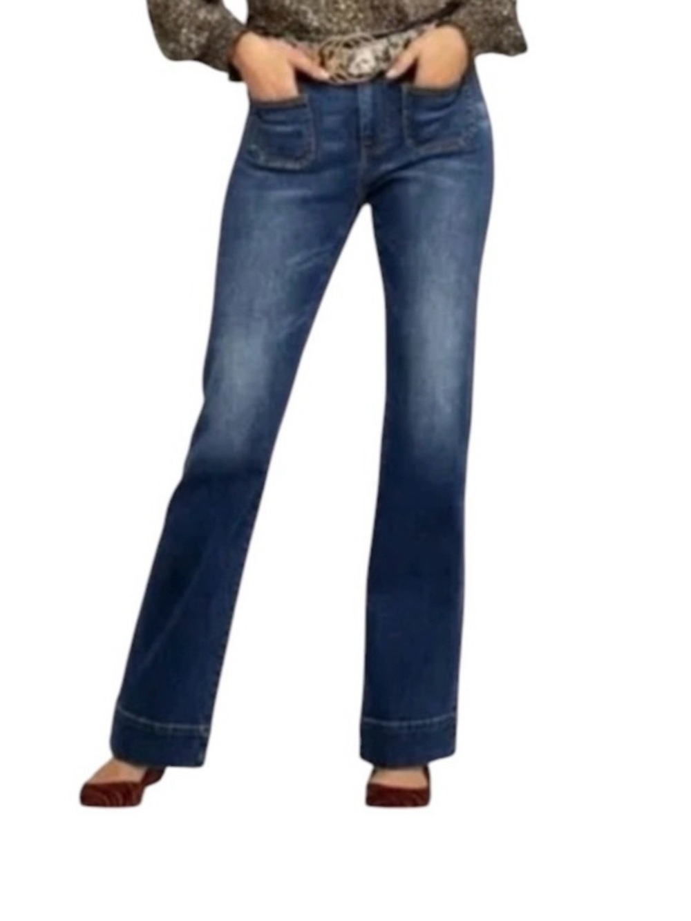 Cabi Patch Pocket Wide Leg Jean #4151R-Size 10 Regular-29” inseam-Never worn